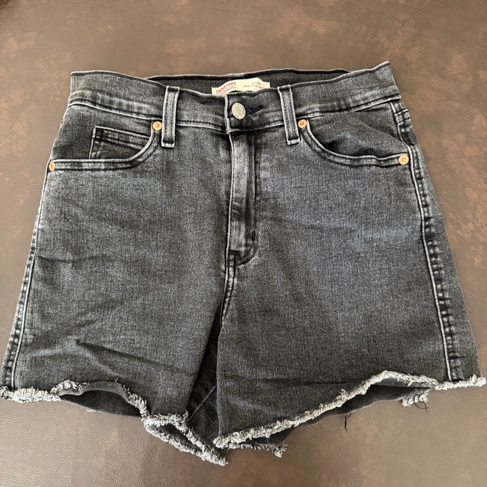 Levi's Black Denim Stretchy Shorts - Heritage High Rise - Size 0/25